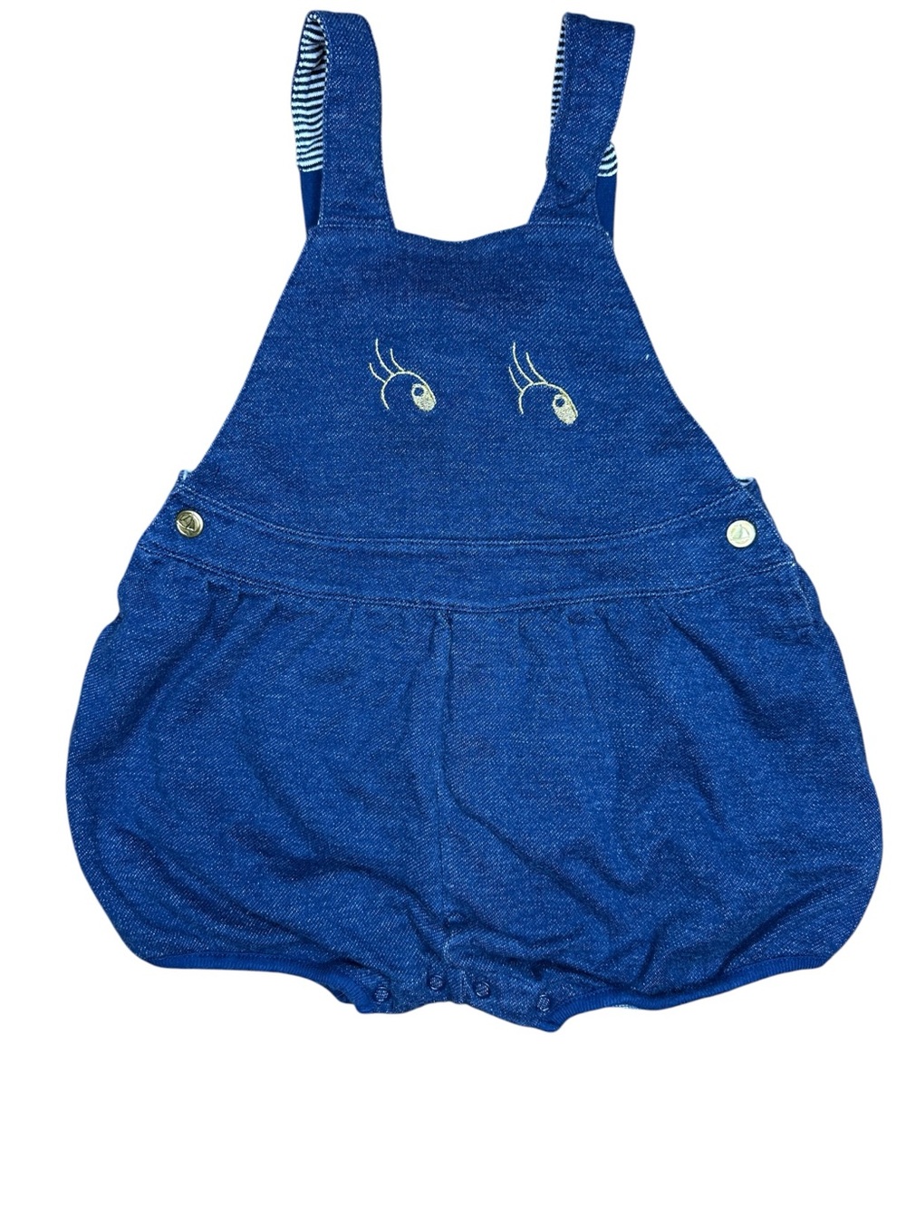 Petit Bateau Indigo Blue Denim-Style Baby Overalls